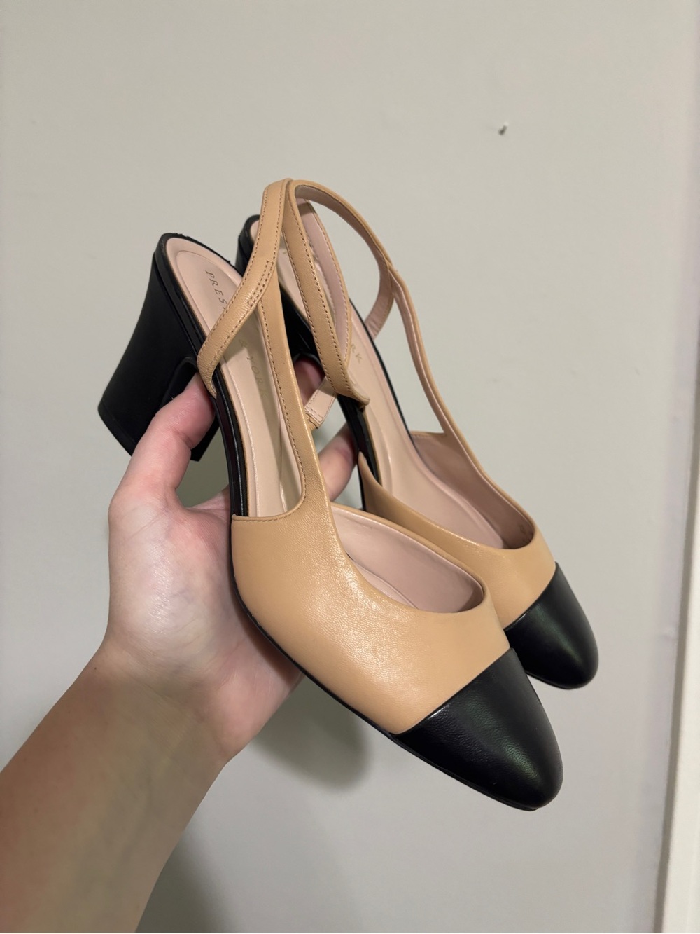 Preston and York Nude Black Slingback Heels 8 NWOT